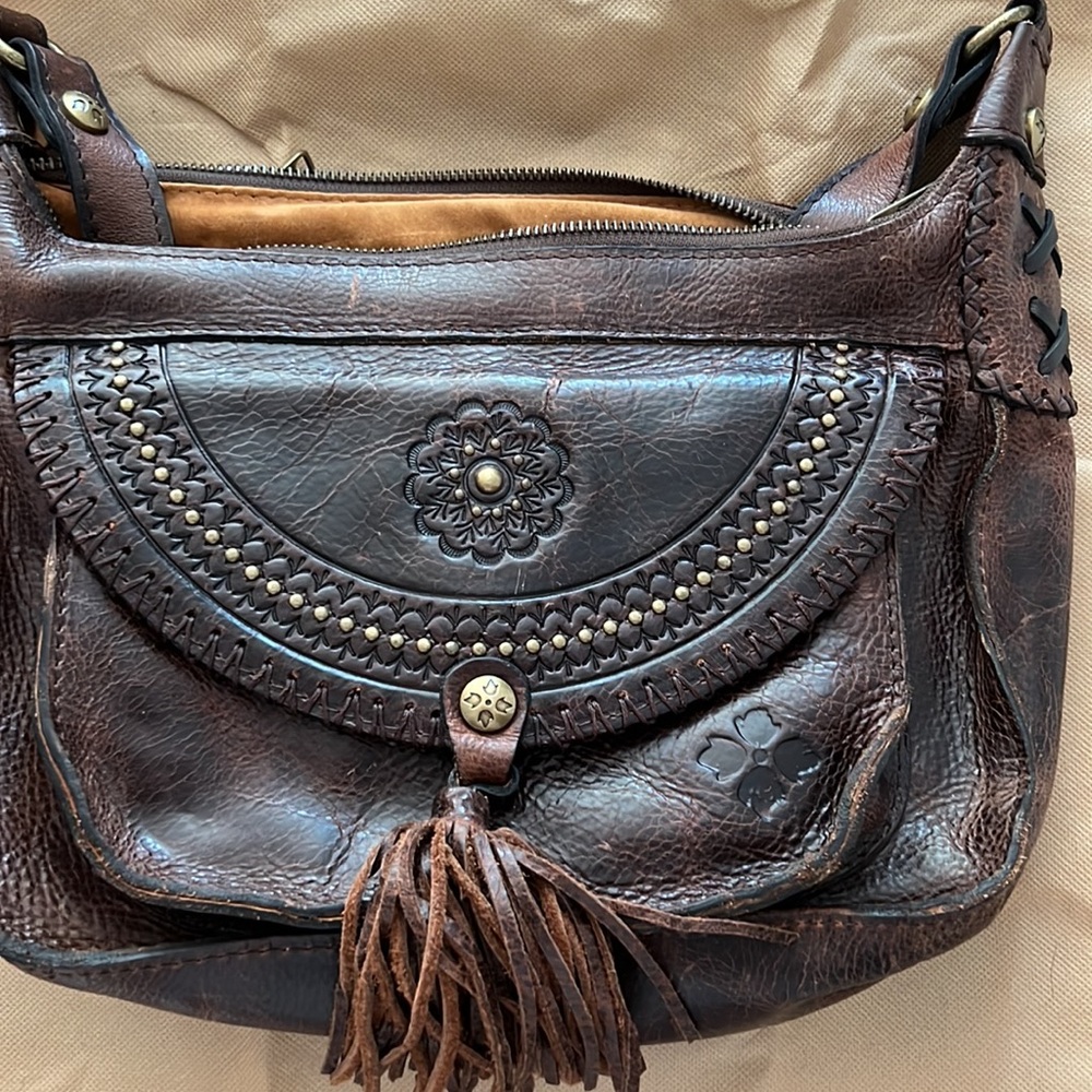 Patricia Nash, Dark Brown Leather Tassel Purse Gem